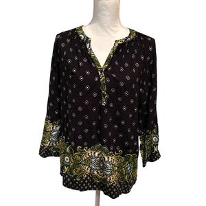Cato Black and‎ Yellow Paisley Blouse size XL